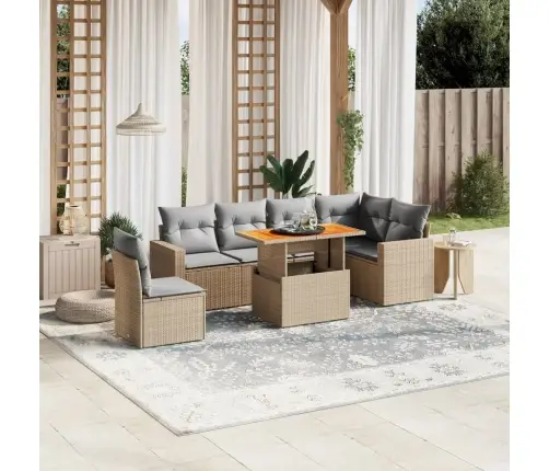 7-Osaline Aiadiivani Komplekt Patjadega, Beež, Polürotang