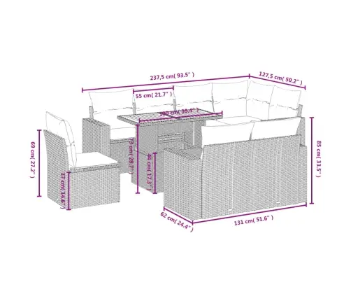 9-Osaline Aiadiivani Komplekt Patjadega, Must, Polürotang