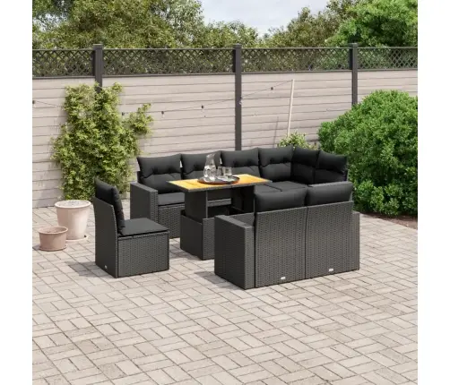 9-Osaline Aiadiivani Komplekt Patjadega, Must, Polürotang