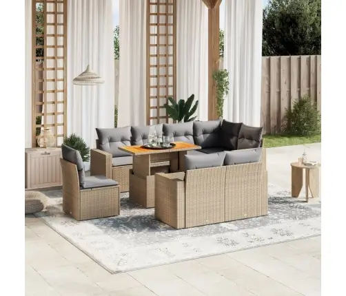 9-Osaline Aiadiivani Komplekt Patjadega, Beež, Polürotang