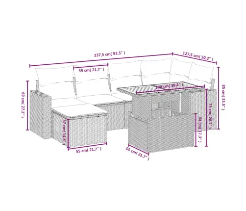 7-Osaline Aiadiivani Komplekt Patjadega, Must, Polürotang