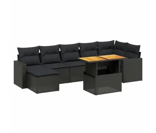 8-Daļīgs Dārza Dīvāna Komplekts, Matrači, Melna Pe Rotangpalma Vidaxl