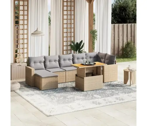 8-Osaline Aiadiivani Komplekt Patjadega, Beež, Polürotang