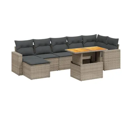 Sodo Komplektas Su Pagalvėlėmis, 8 Dalių, Pilkas, Poliratanas