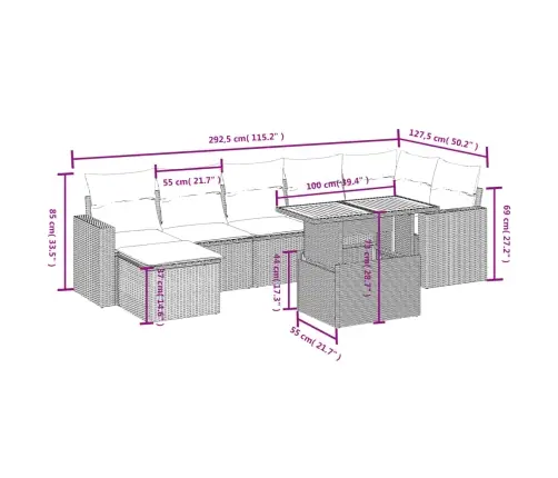 Sodo Komplektas Su Pagalvėlėmis, 8 Dalių, Pilkas, Poliratanas
