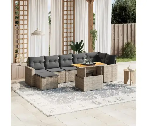 Sodo Komplektas Su Pagalvėlėmis, 8 Dalių, Pilkas, Poliratanas