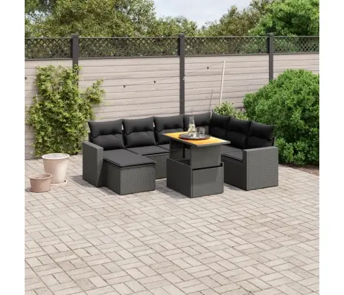 8-Daļīgs Dārza Dīvāna Komplekts, Matrači, Melna Pe Rotangpalma Vidaxl