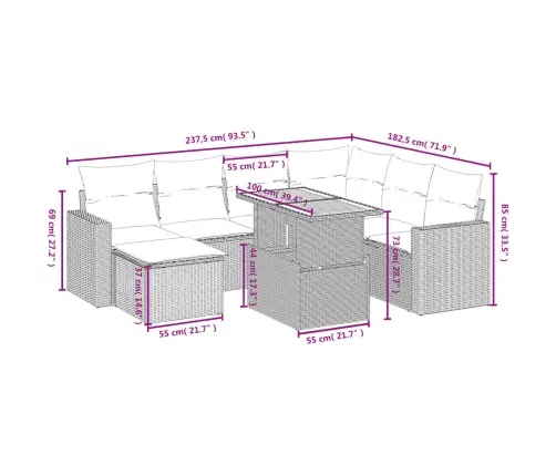 8-Osaline Aiadiivani Komplekt Patjadega, Must, Polürotang