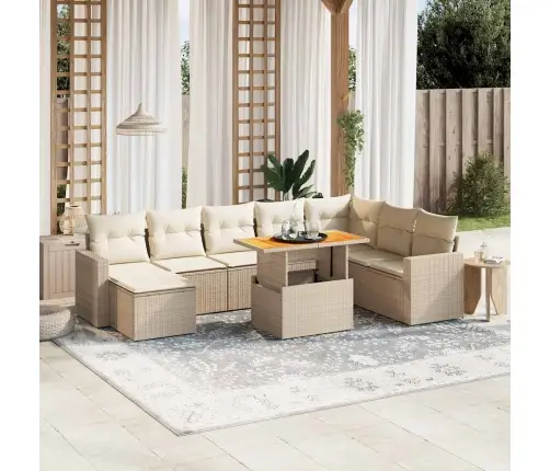 9-Osaline Aiadiivani Komplekt Patjadega, Beež, Polürotang