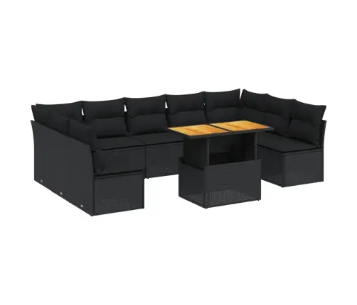 10-Daļīgs Dārza Dīvāna Komplekts, Matrači, Melna Pe Rotangpalma Vidaxl