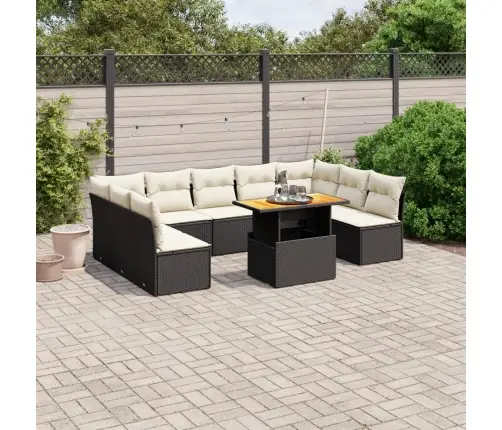 10-Daļīgs Dārza Dīvāna Komplekts, Matrači, Melna Pe Rotangpalma Vidaxl