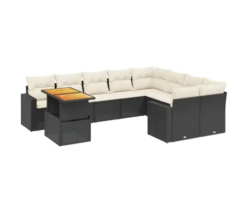 Sodo Komplektas Su Pagalvėlėmis, 10 Dalių, Juodas, Poliratanas