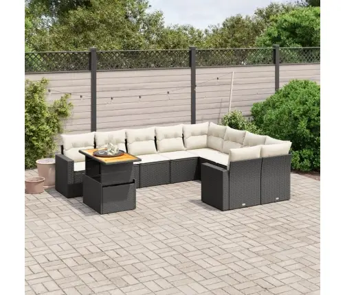 Sodo Komplektas Su Pagalvėlėmis, 10 Dalių, Juodas, Poliratanas