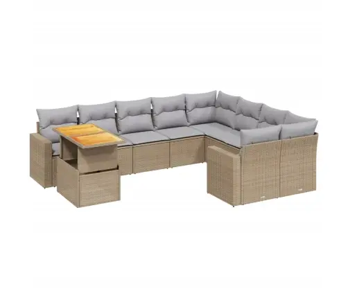 Sofos Komplektas Su Pagalvėlėmis, 10 Dalių, Smėlio, Poliratanas