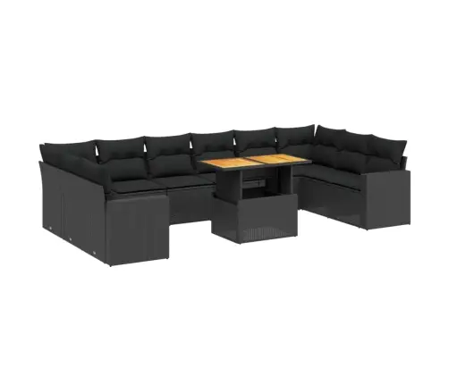 11-Daļīgs Dārza Dīvāna Komplekts, Matrači, Melna Pe Rotangpalma Vidaxl