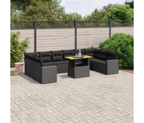 11-Daļīgs Dārza Dīvāna Komplekts, Matrači, Melna Pe Rotangpalma Vidaxl