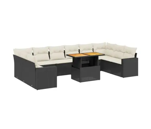 11-Daļīgs Dārza Dīvāna Komplekts, Matrači, Melna Pe Rotangpalma Vidaxl