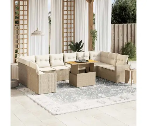 11-Osaline Aiadiivani Komplekt Patjadega, Beež, Polürotang