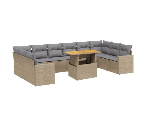 Sodo Komplektas Su Pagalvėlėmis, 11 Dalių, Smėlio, Poliratanas