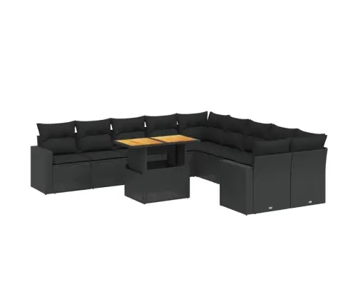 11-Daļīgs Dārza Dīvāna Komplekts, Matrači, Melna Pe Rotangpalma Vidaxl
