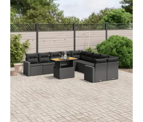 11-Daļīgs Dārza Dīvāna Komplekts, Matrači, Melna Pe Rotangpalma Vidaxl