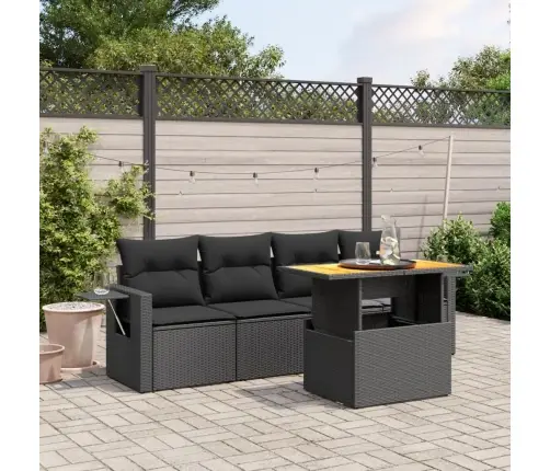 5-Daļīgs Dārza Dīvāna Komplekts Ar Matračiem, Pe Rotangpalma Vidaxl