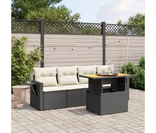 5-Daļīgs Dārza Dīvāna Komplekts Ar Matračiem, Pe Rotangpalma Vidaxl