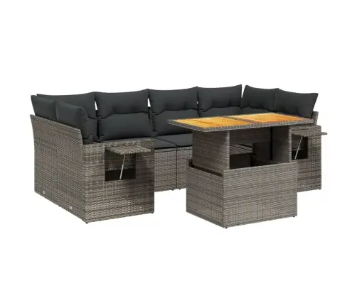 7-Daļīgs Dārza Dīvāna Komplekts, Matrači, Pelēka Pe Rotangpalma Vidaxl