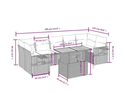 Sofos Komplektas Su Pagalvėlėmis, 8 Dalių, Juodas, Poliratanas