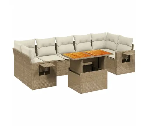 8-Daļīgs Dārza Dīvāna Komplekts, Matrači, Bēša Pe Rotangpalma Vidaxl