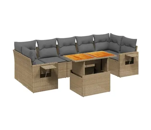 Sofos Komplektas Su Pagalvėlėmis, 8 Dalių, Smėlio, Poliratanas