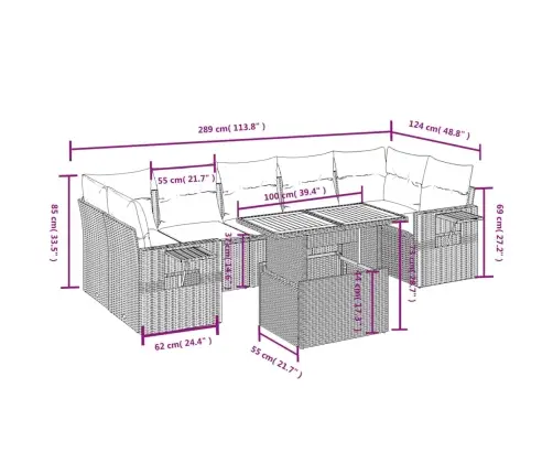 Sofos Komplektas Su Pagalvėlėmis, 8 Dalių, Smėlio, Poliratanas