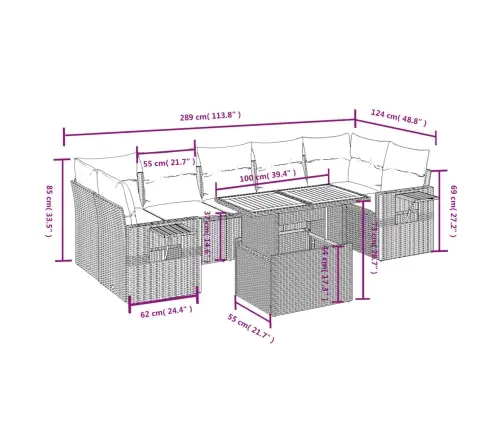 8-Osaline Aiadiivani Komplekt Patjadega, Hall, Polürotang