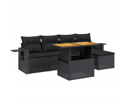 6-Daļīgs Dārza Dīvāna Komplekts, Matrači, Melna Pe Rotanpalma Vidaxl