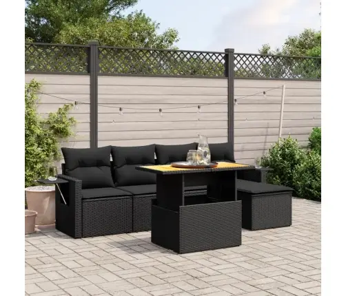 6-Daļīgs Dārza Dīvāna Komplekts, Matrači, Melna Pe Rotanpalma Vidaxl