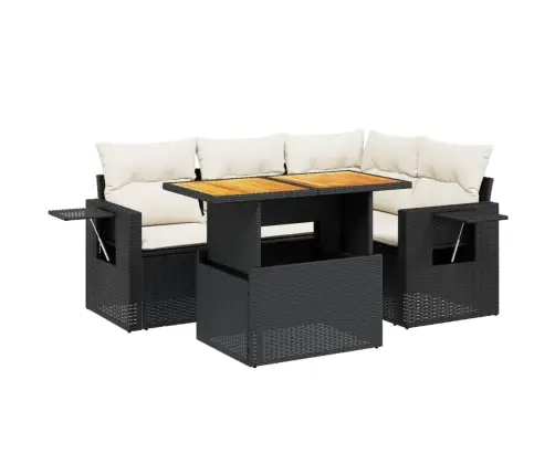 5-Daļīgs Dārza Dīvāna Komplekts Ar Matračiem, Pe Rotangpalma Vidaxl