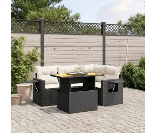 5-Daļīgs Dārza Dīvāna Komplekts Ar Matračiem, Pe Rotangpalma Vidaxl