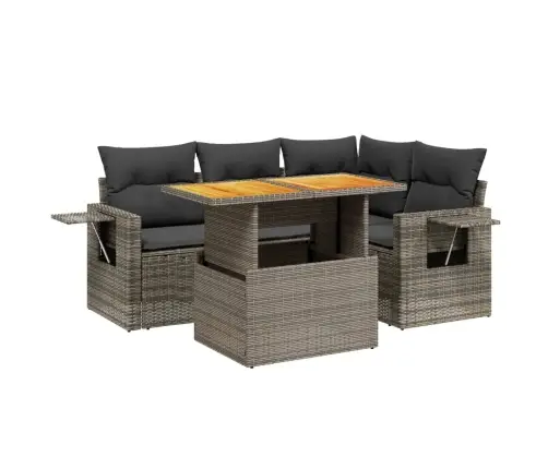 Sofos Komplektas Su Pagalvėlėmis, 5 Dalių, Pilkas, Poliratanas