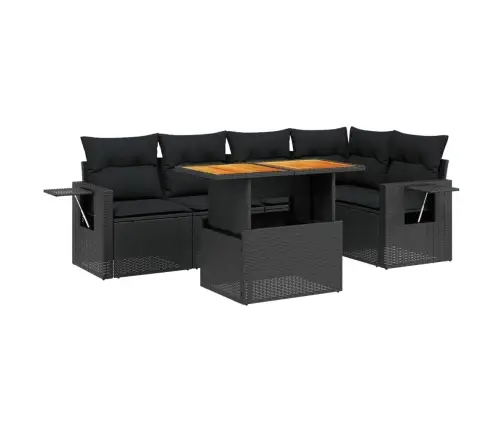 6-Daļīgs Dārza Dīvāna Komplekts, Matrači, Melna Pe Rotanpalma Vidaxl