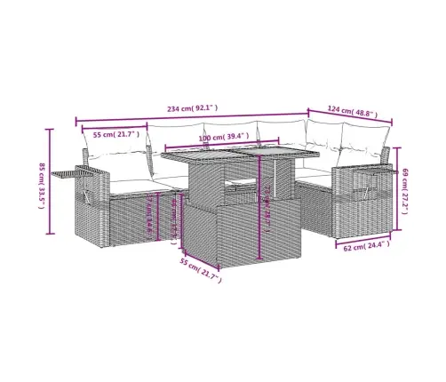 6-Daļīgs Dārza Dīvāna Komplekts, Matrači, Melna Pe Rotanpalma Vidaxl
