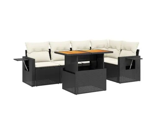 6-Daļīgs Dārza Dīvāna Komplekts, Matrači, Melna Pe Rotanpalma Vidaxl