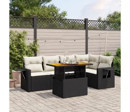 6-Daļīgs Dārza Dīvāna Komplekts, Matrači, Melna Pe Rotanpalma Vidaxl