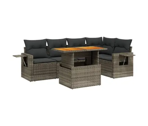 6-Daļīgs Dārza Dīvāna Komplekts Ar Matračiem, Pelēks Pe Pinums Vidaxl