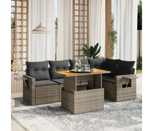 6-Daļīgs Dārza Dīvāna Komplekts Ar Matračiem, Pelēks Pe Pinums Vidaxl