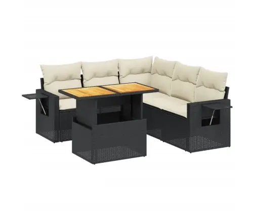 6-Daļīgs Dārza Dīvāna Komplekts, Matrači, Melna Pe Rotanpalma Vidaxl