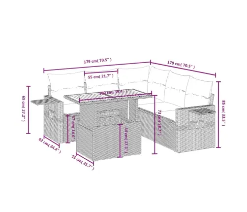 6-Daļīgs Dārza Dīvāna Komplekts, Matrači, Melna Pe Rotanpalma Vidaxl