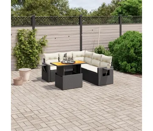 6-Daļīgs Dārza Dīvāna Komplekts, Matrači, Melna Pe Rotanpalma Vidaxl