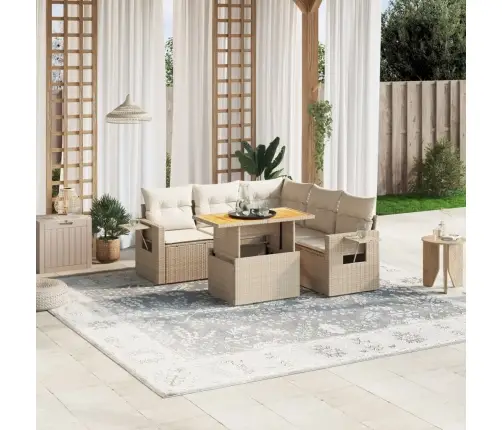 6-Osaline Aiadiivani Komplekt Patjadega, Beež, Polürotang