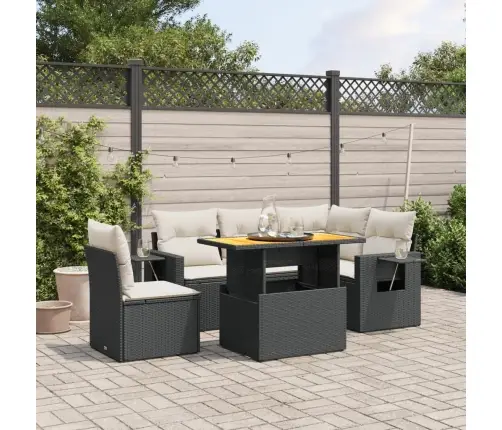 6-Daļīgs Dārza Dīvāna Komplekts, Matrači, Melna Pe Rotanpalma Vidaxl