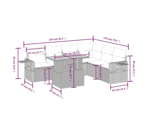 7-Daļīgs Dārza Dīvāna Komplekts Ar Matračiem, Melna Pe Vidaxl